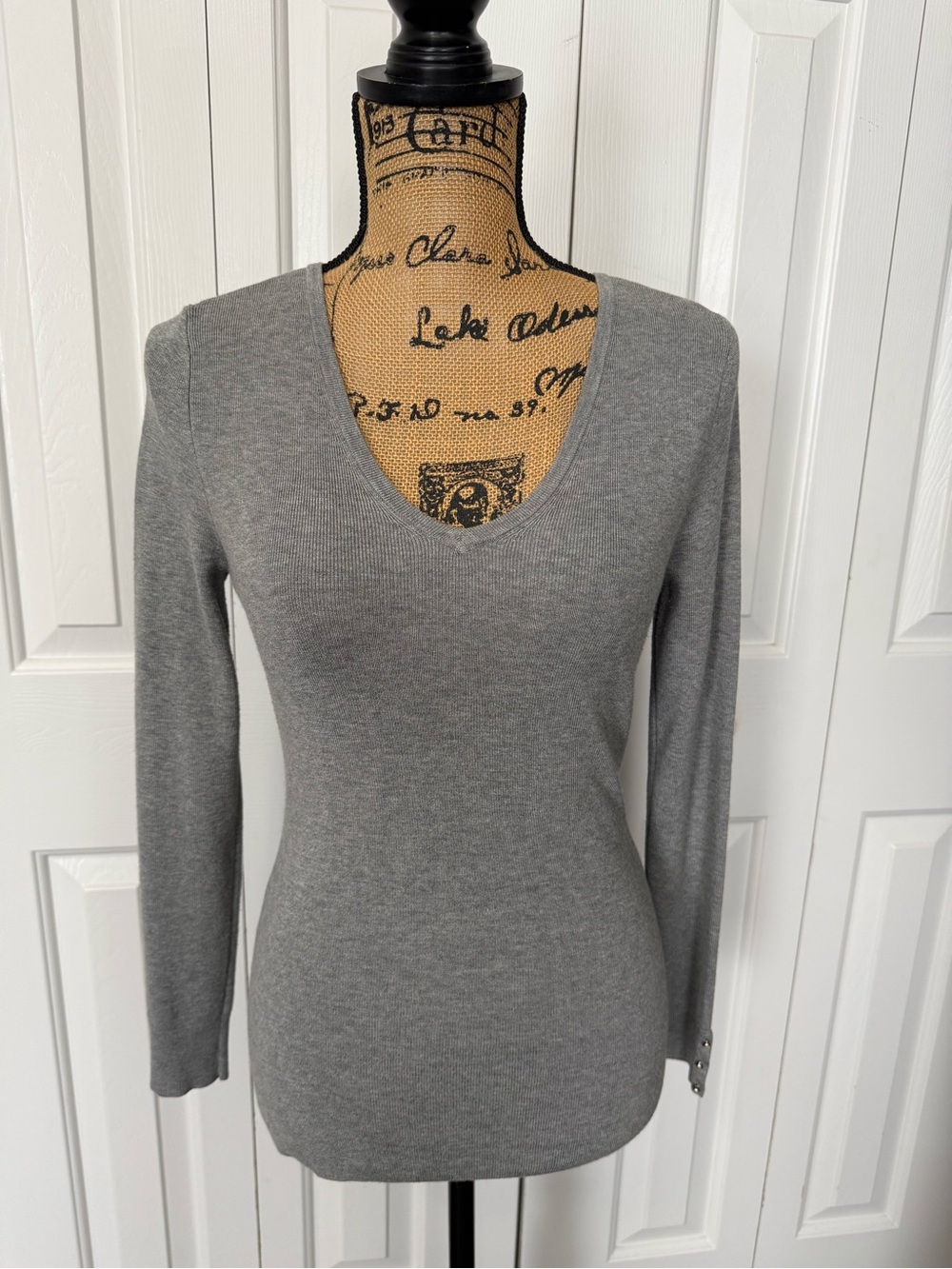 WHBM Gray V-Neck Sweater